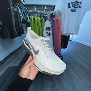 Nike White and Gray Athletic Shoes with Breathable Knit Upper